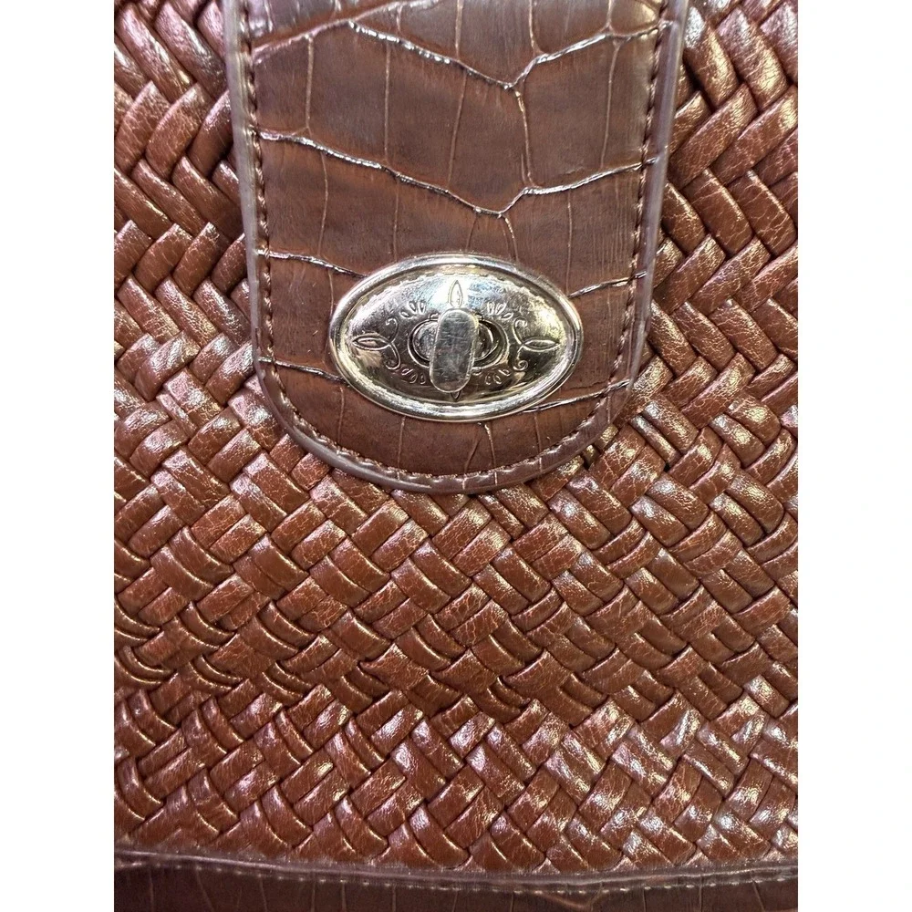 COLDWATER CREEK Brown Faux Leather Shoulder Bag, Woven/Textured Look!